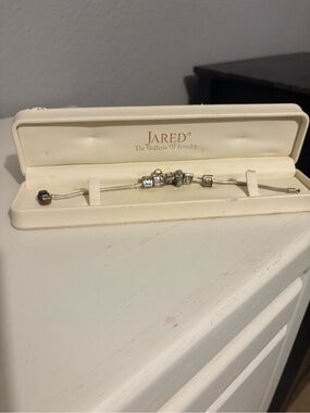 Red Jared Sterling Letter Charm Bracelet